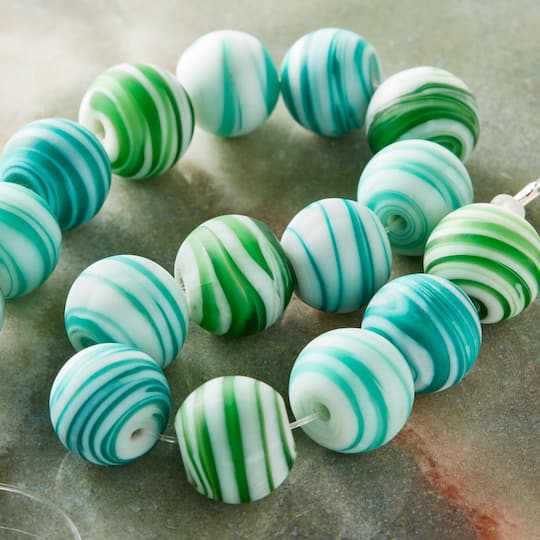 12 Pack: Aqua Mix Round Glass Beads, 12mm by Bead Landing™